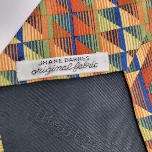 Jhane Barnes Original Fabric 100% Silk Multicolor Geometric Necktie 63.5"x4" - Picture 3 of 5